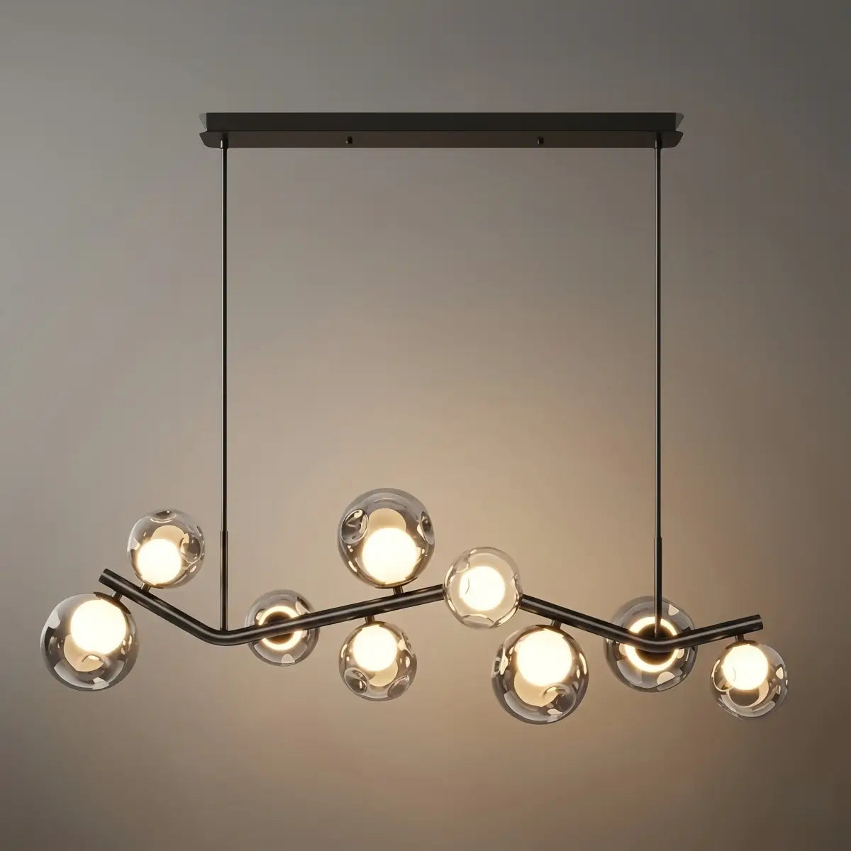 Modern Pendant Light -- Glass & Metal Smoke Grey