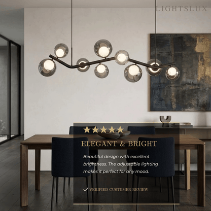 Modern Pendant Light -- Glass & Metal Smoke Grey