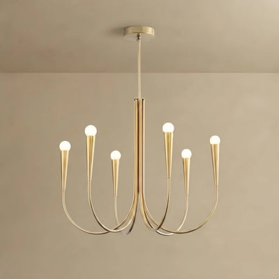 Nebula Minimalist Chandelier – Swoop Arm Globes Gold or Black for Living Room 