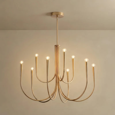 Minimalist Chandelier – Swoop Arm Globes Gold or Black for Living Room / Dining Room