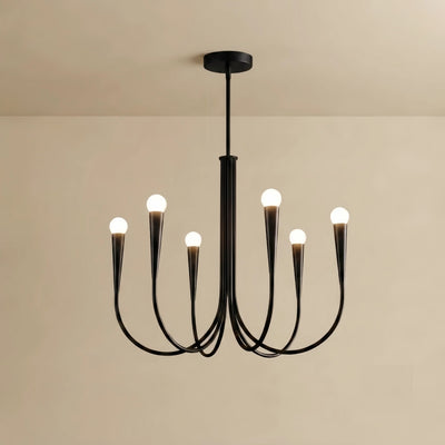 Chandelier – Swoop Arm Globes Gold or Black for Living Room / Dining Room