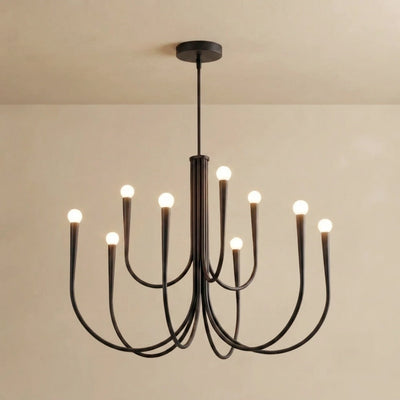 Nebula Minimalist Chandelier – Swoop Arm Globes Gold or Black