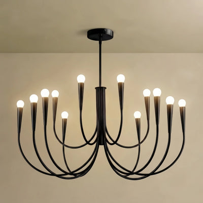 Chandelier – Swoop Arm Globes Gold or Black for Living Room / Dining Room