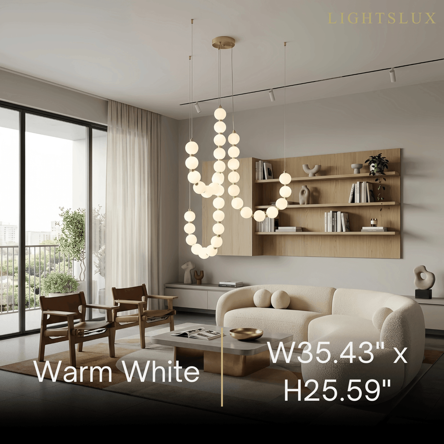 Elegant Chandelier — Brass & Acrylic White&Brass