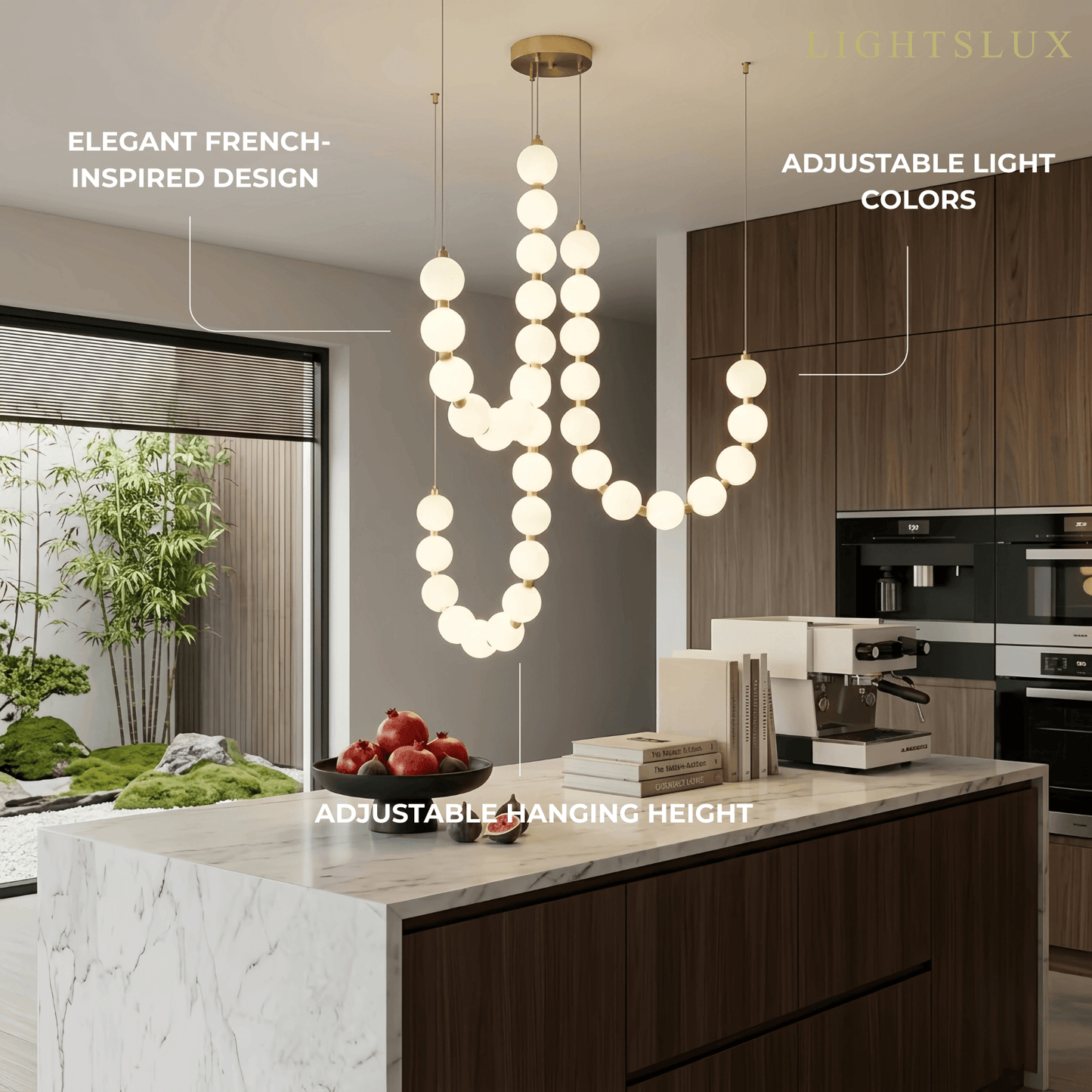 Elegant Chandelier — Brass & Acrylic White&Brass