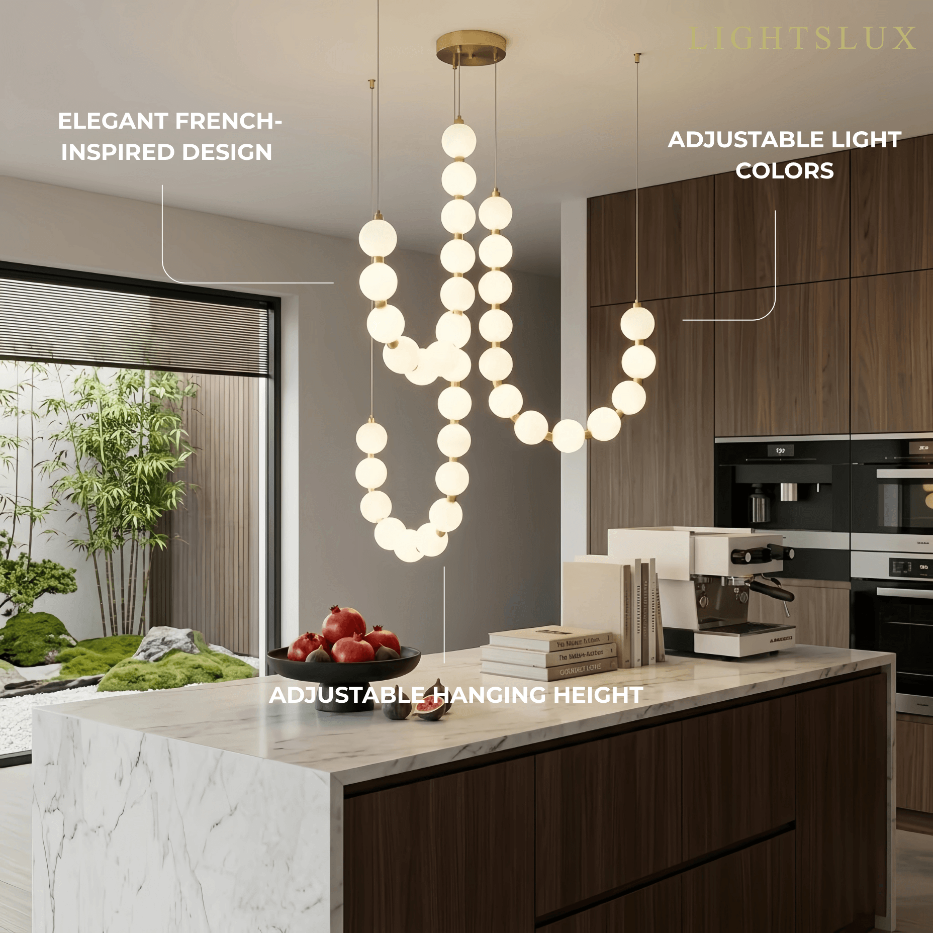 Elegant Chandelier — Brass & Acrylic White&Brass