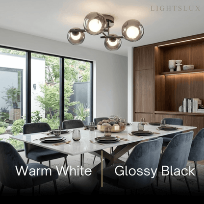 Modern Semi-Flush Mount Ceiling Light — Steel & Glass Smoke Greyc4