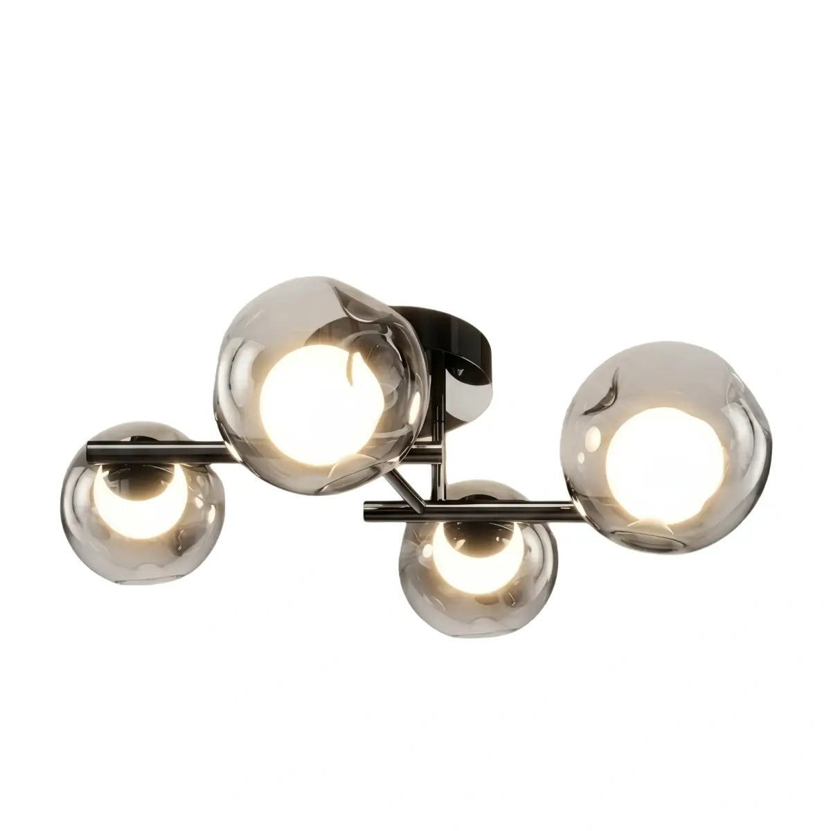 Modern Semi-Flush Mount Ceiling Light — Steel & Glass Smoke Greyc4
