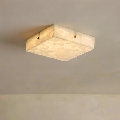 Vivara Minimalist Flush Mount Ceiling Light — Brass & Marble White for Bedroom