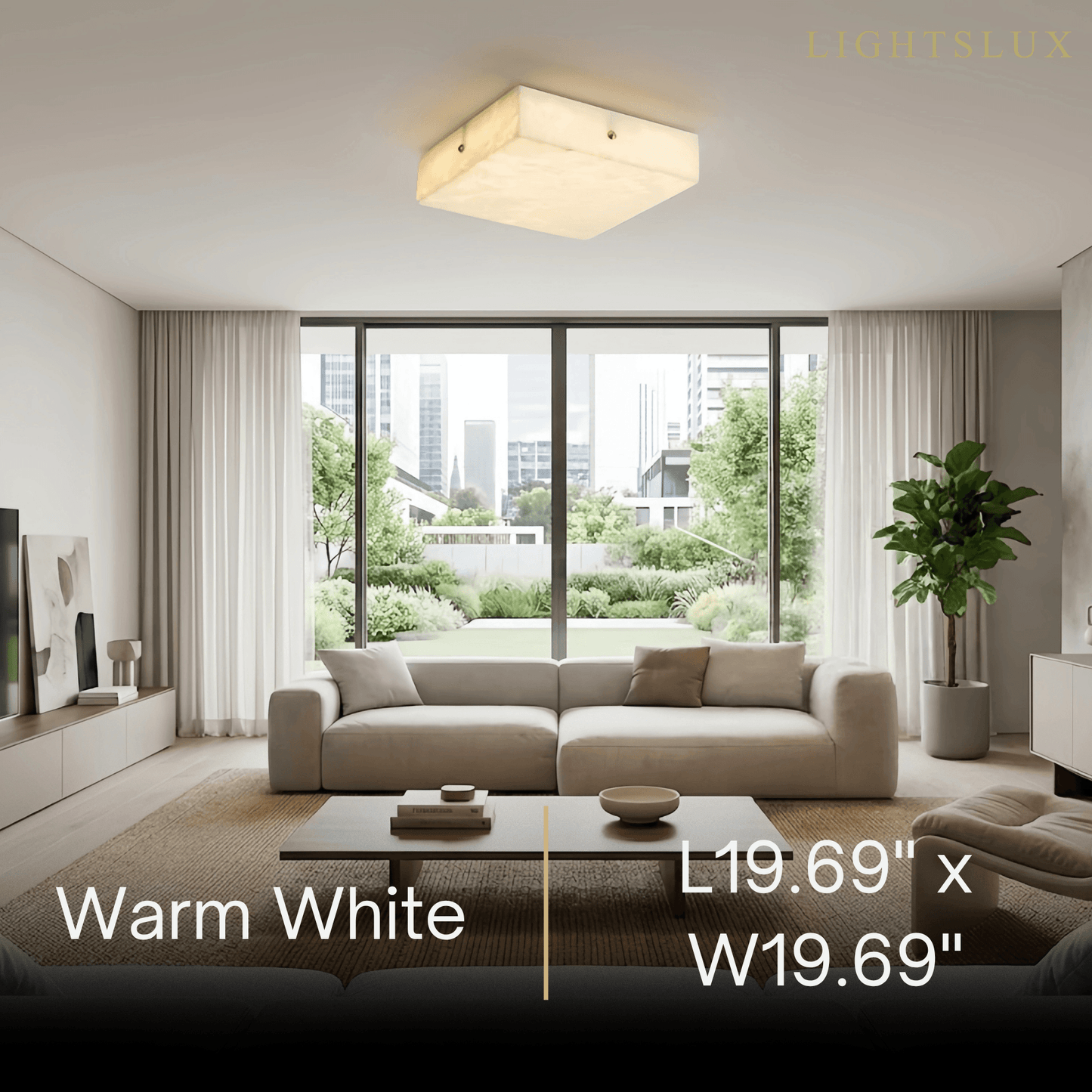 Minimalist Flush Mount Ceiling Light — Brass & Marble White