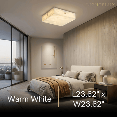 Minimalist Flush Mount Ceiling Light — Brass & Marble White