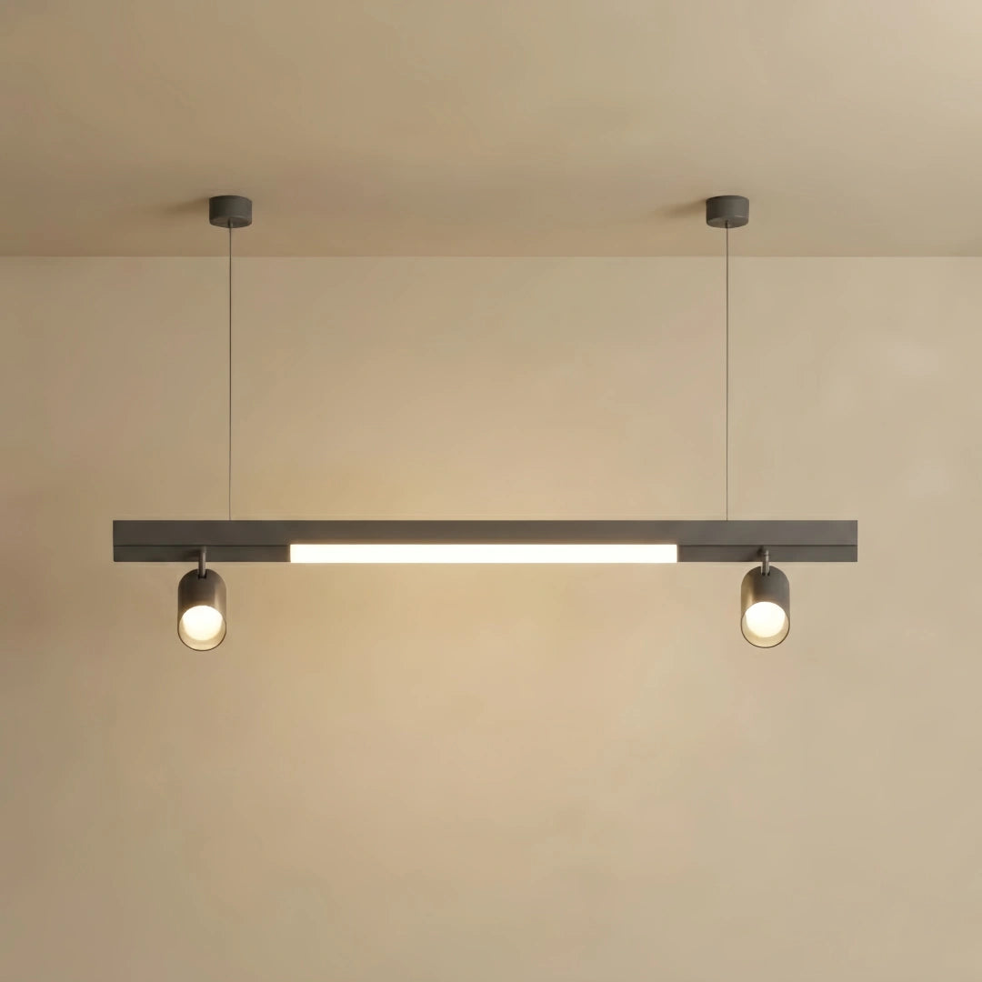 Arcato Modern Linear LED Pendant Light – Black Aluminum with Spotlights for Office / Shop