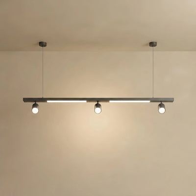  Linear LED Pendant Light – Black Aluminum with Spotlights for Office / Shop