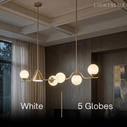 Modern Nordic Pendant Light — Brass & Glass Gold White