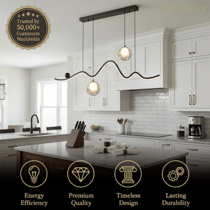 Modern Pendant Light — Iron & Aluminum Glossy Black