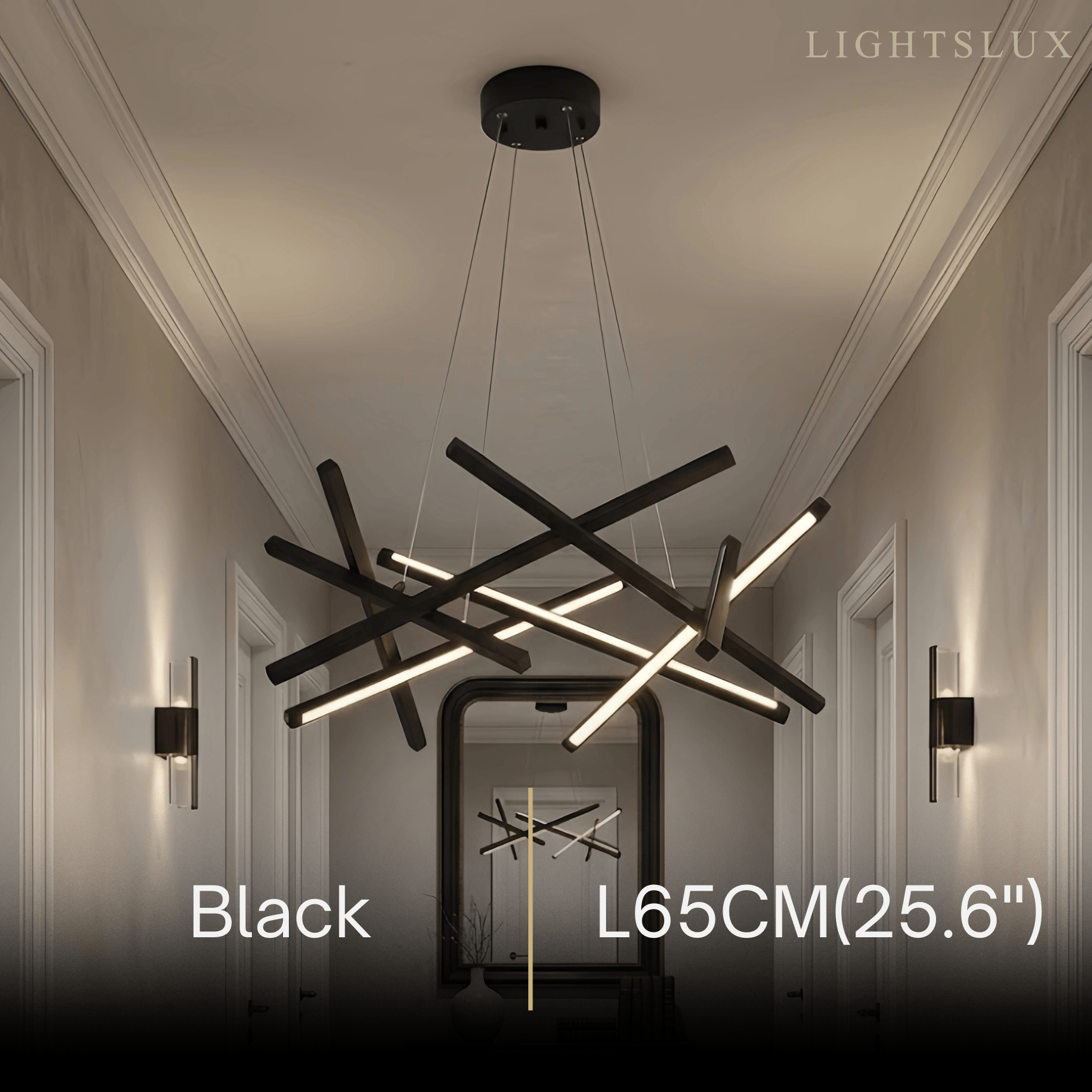 Minimalist Chandelier — Iron & Acrylic Black