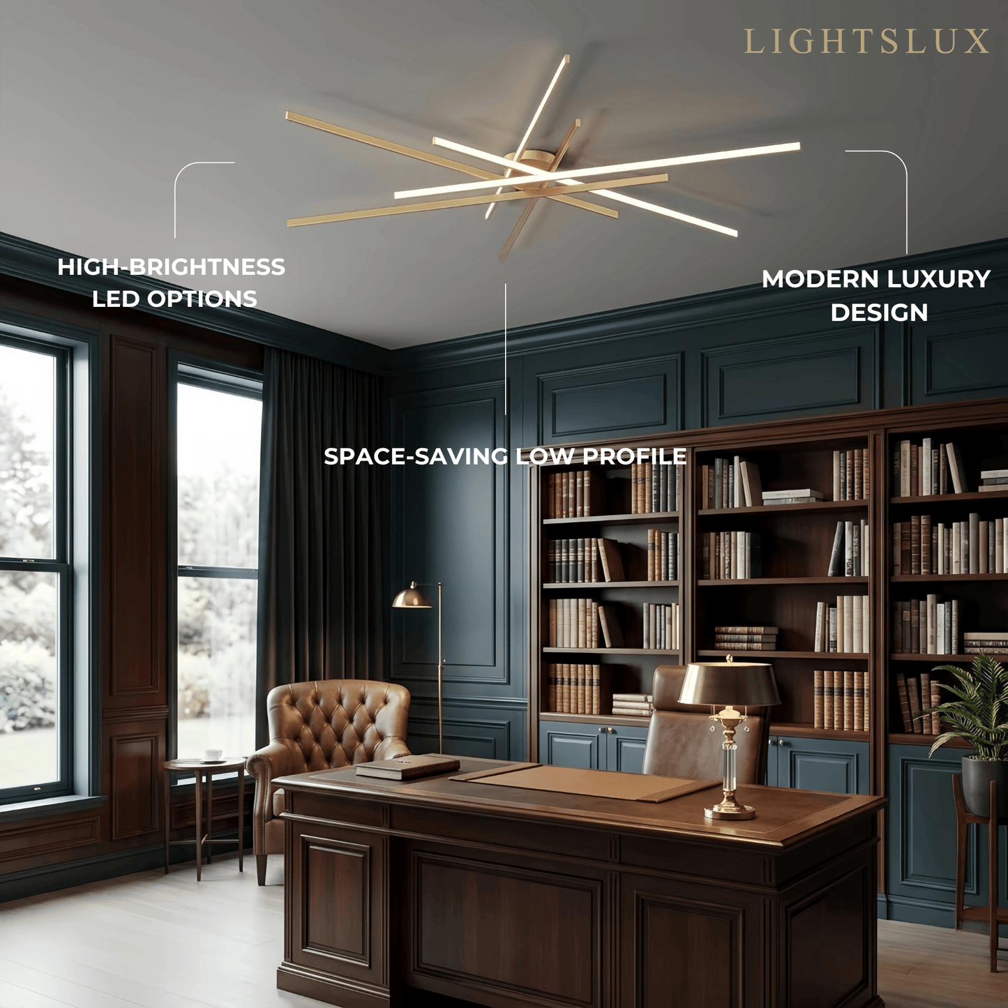 Modern Luxury Semi-Flush Mount Ceiling Light — Brass & Silicone Gold