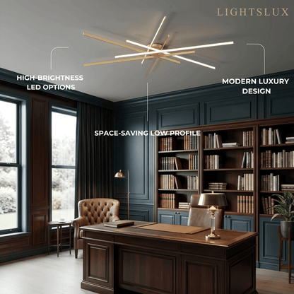 Modern Luxury Semi-Flush Mount Ceiling Light — Brass & Silicone Gold