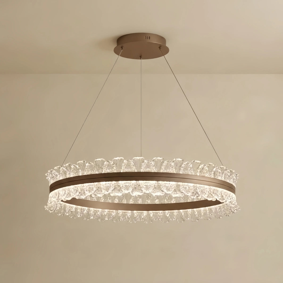 Modern Pendant Chandelier – Rose Gold Ring / Linear for Living Room / Dining Room