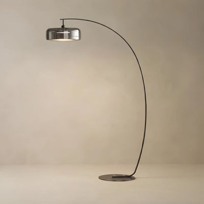 Vivara Modern Floor Lamp -- Iron & Glass Amber/Smoky Grey for Living Room