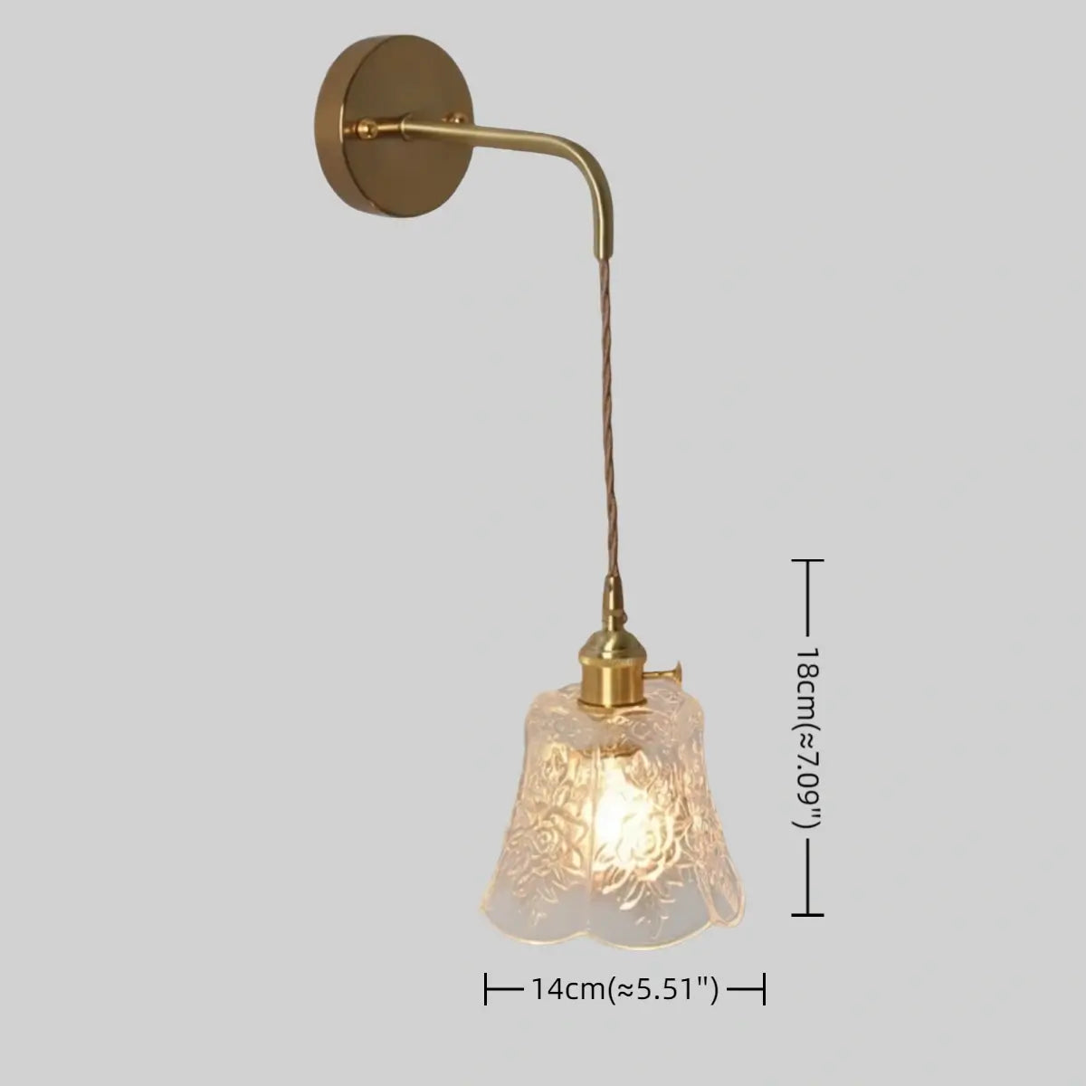 Classic Brass Glass Pendant Light -- Walnut Wood Accent