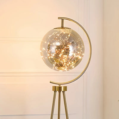 Velora Modern Glass Ball Tripod Floor Lamp with Tray