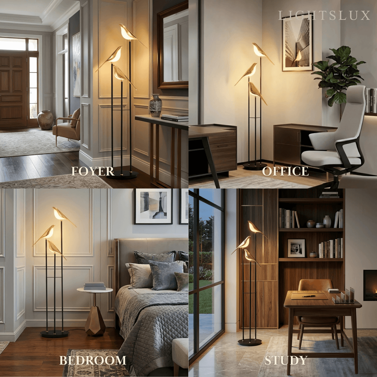 Nordic Floor Lamp with Adjustable Heads -- Black & Gold Iron Acrylic