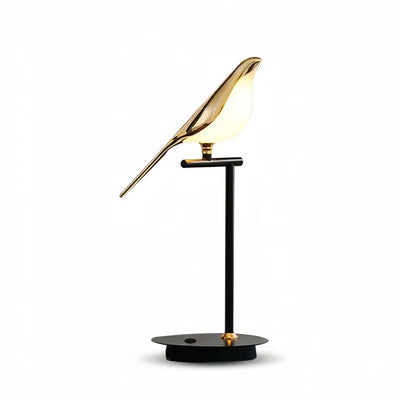 Modern Acrylic Bird Table Lamp -- Adjustable Black & Gold 