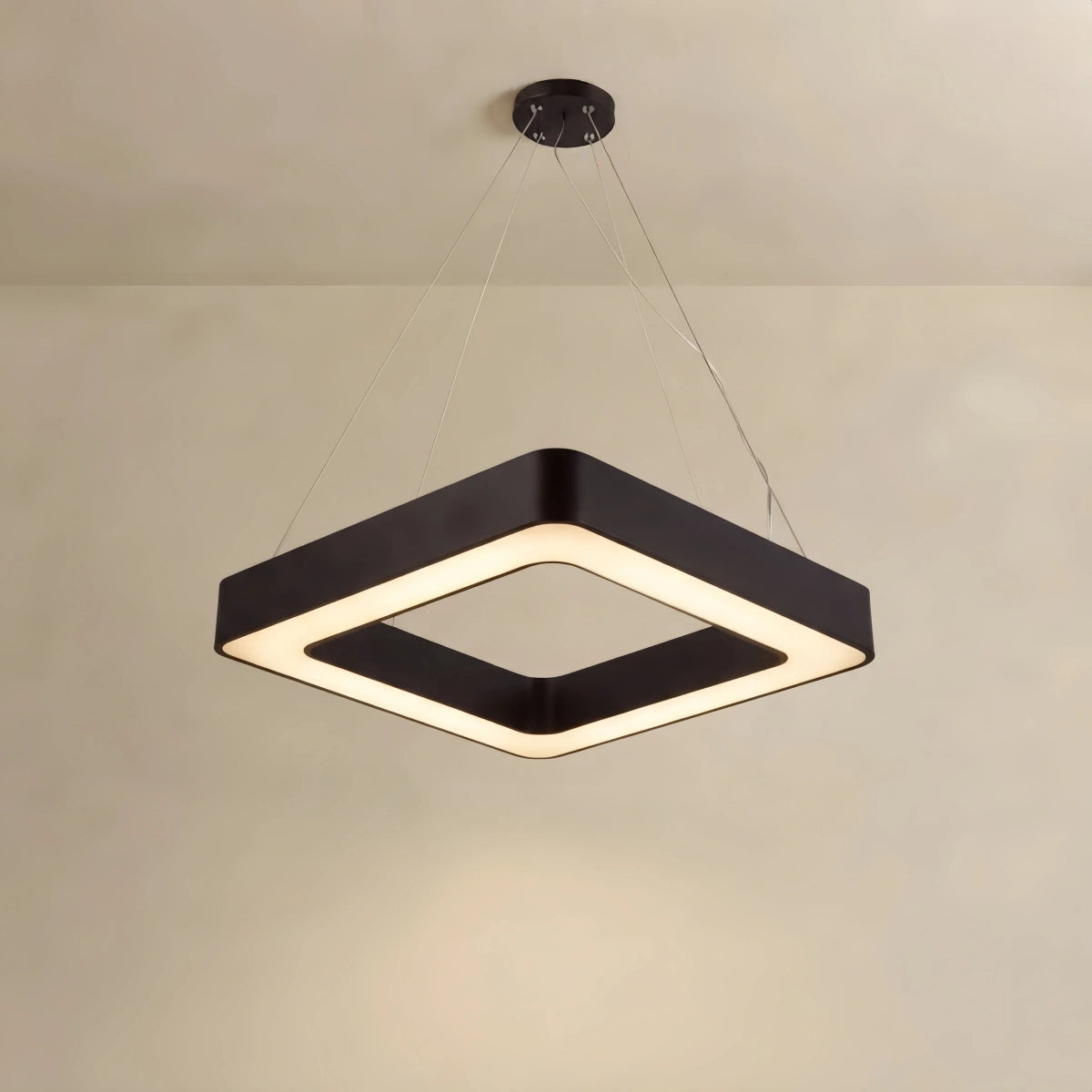 Arcato Modern Square Pendant Light -- Black Iron Acrylic for Office Meeting Room