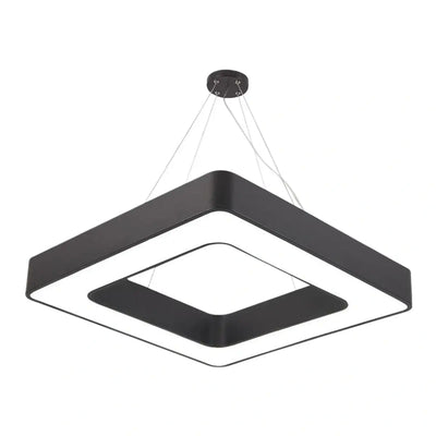 Modern Square Pendant Light -- Black Iron Acrylic