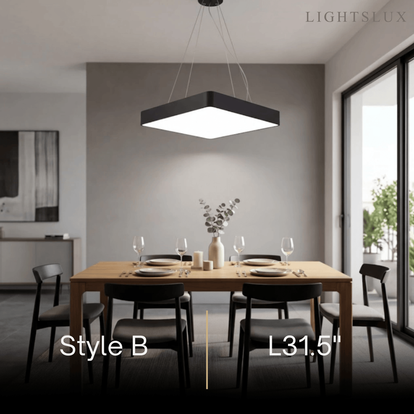 Modern Square Pendant Light -- Black Iron Acrylic