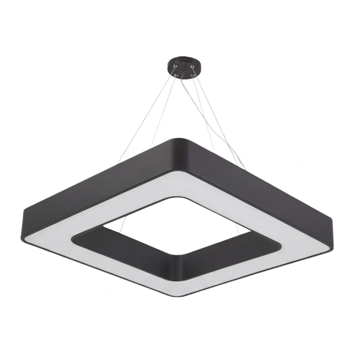 Modern Square Pendant Light -- Black Iron Acrylic