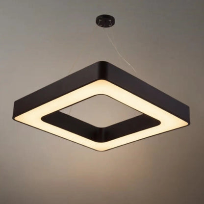 Modern Square Pendant Light -- Black Iron Acrylic