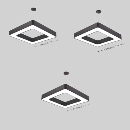 Modern Square Pendant Light -- Black Iron Acrylic