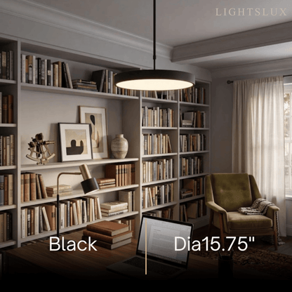 Modern Round Pendant Light -- Iron Acrylic Black or White
