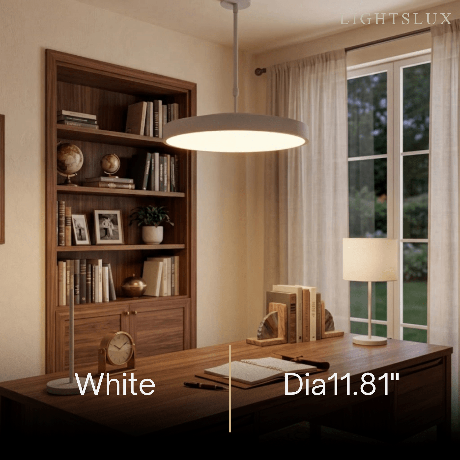 Modern Round Pendant Light -- Iron Acrylic Black or White