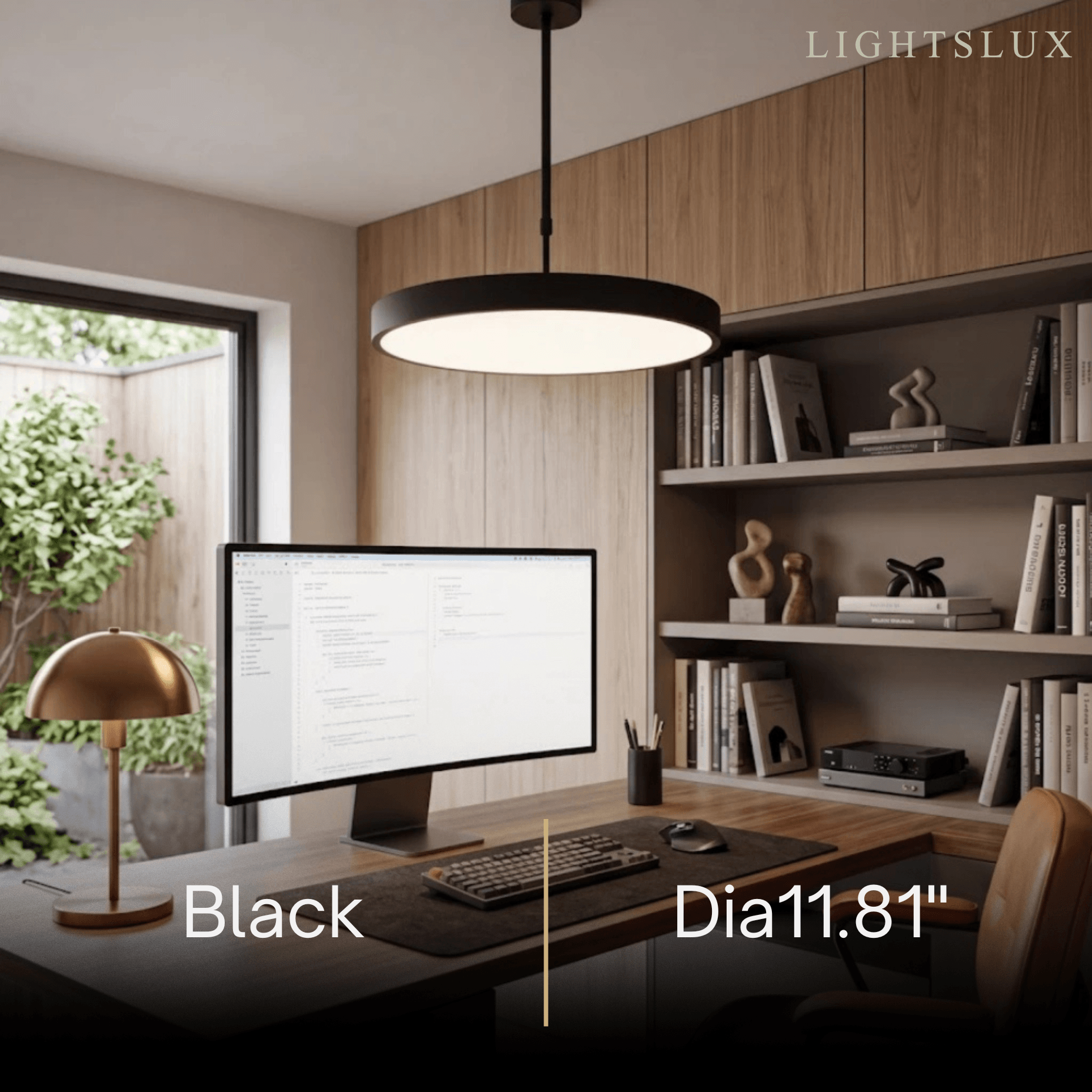Modern Round Pendant Light -- Iron Acrylic Black or White