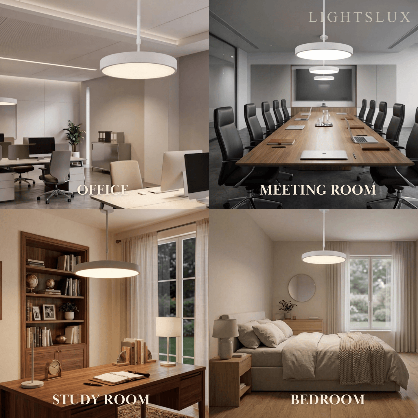 Modern Round Pendant Light -- Iron Acrylic Black or White