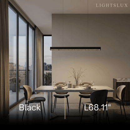 Modern Linear Pendant Light -- Aluminum Acrylic Black or White