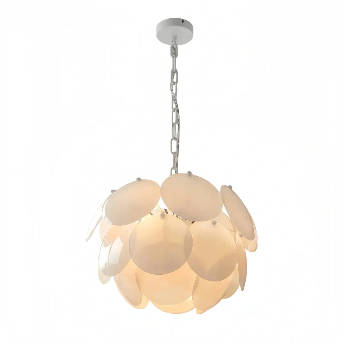 Modern Petal Glass Chandelier -- White Metal & Glass
