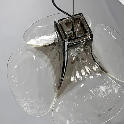 Modern Flower Glass Pendant Light -- White/Green/Smoked