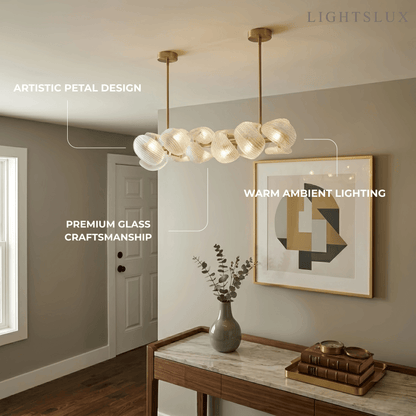 Elegant Petal Glass Chandelier -- Round or Linear
