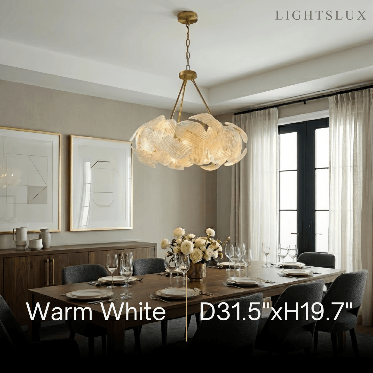 Elegant Petal Glass Chandelier -- Round or Linear