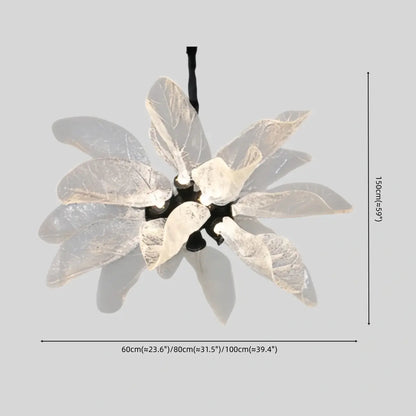 Crystal Leaf Chandelier -- Black Metal & Crystal