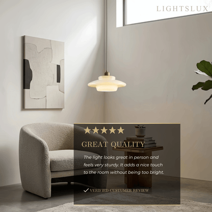 Minimalist Milk Glass Dome Pendant Light -- Frosted White