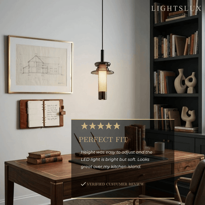 Modern Layered Pendant Light -- Black Metal & Glass