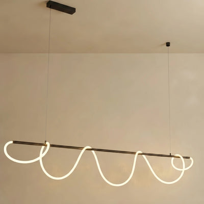 Linear Chandelier – Brass Rope Black for Dining Room 