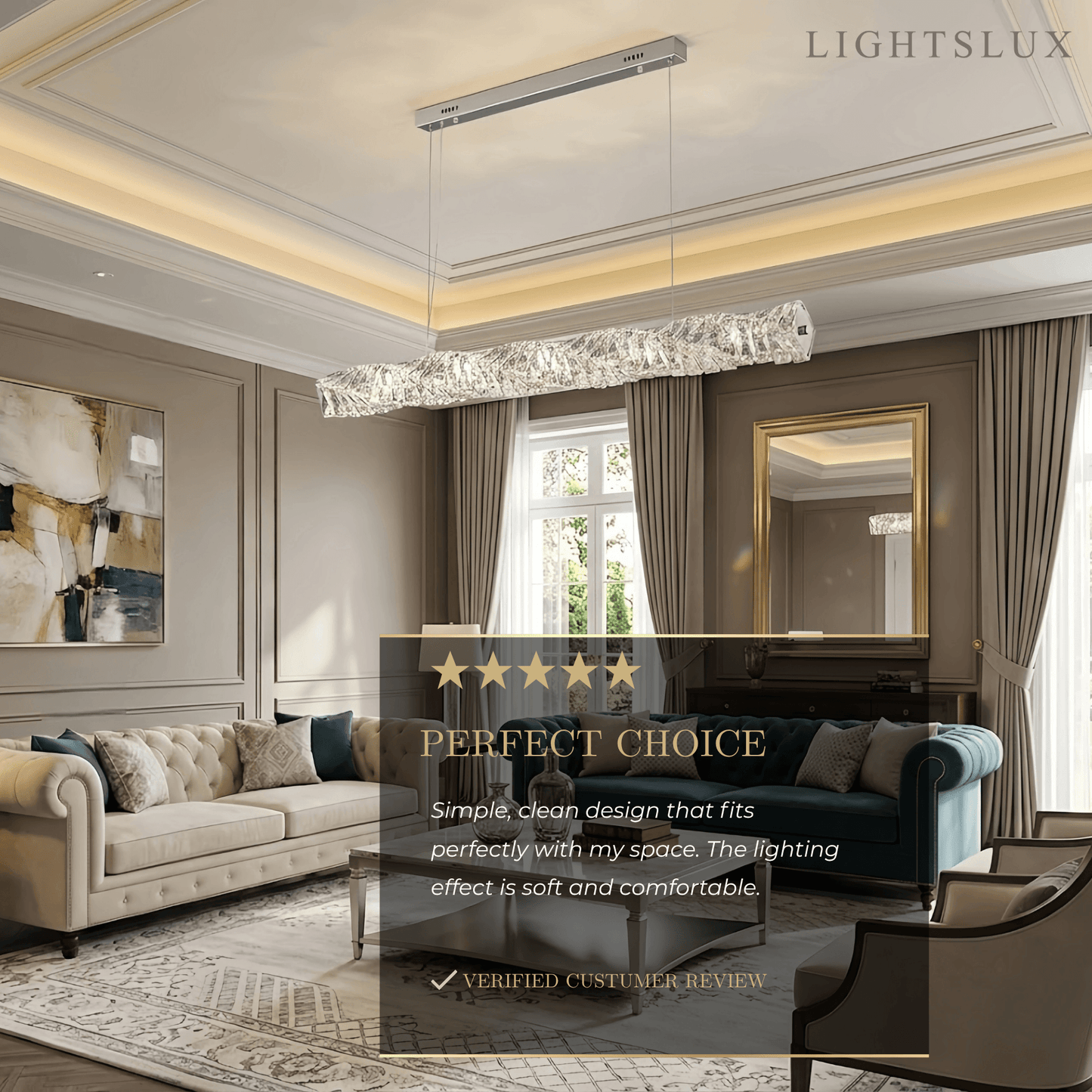 Excelis Luxury Linear Crystal Chandelier