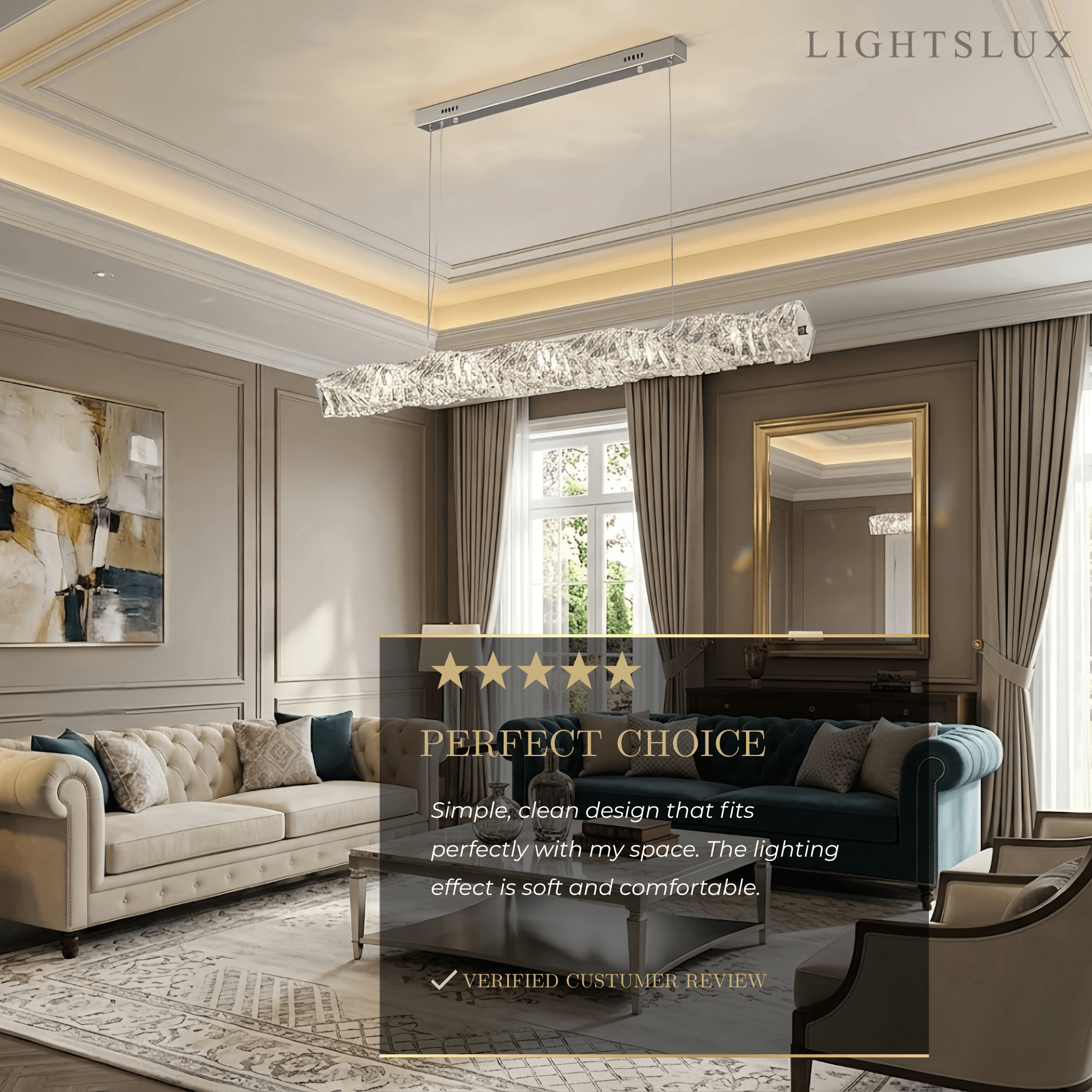Excelis Luxury Linear Crystal Chandelier