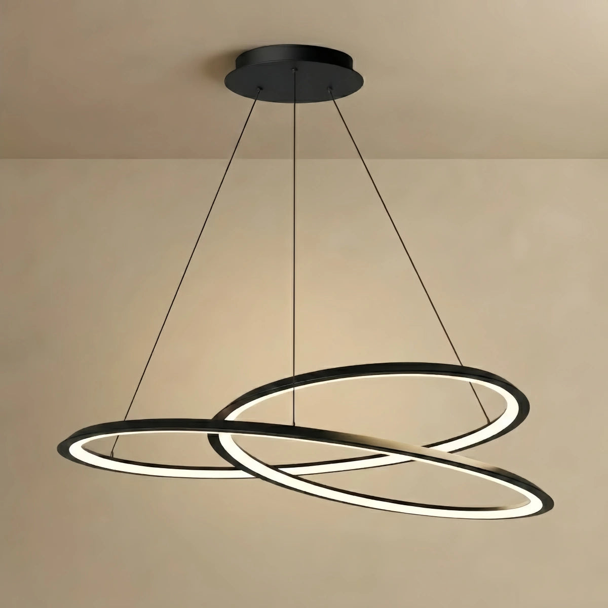 Arcato Nordic Swirl Chandelier – Black Metal Sculptural Design for Living Room / Dining Room